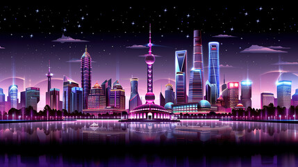 City skyline at night