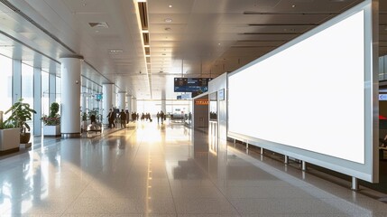 A blank  billboard in the Corridor of the Airport Terminal