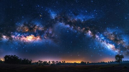 Fototapeta premium Breathtaking Milky Way Galaxy Landscape at Night