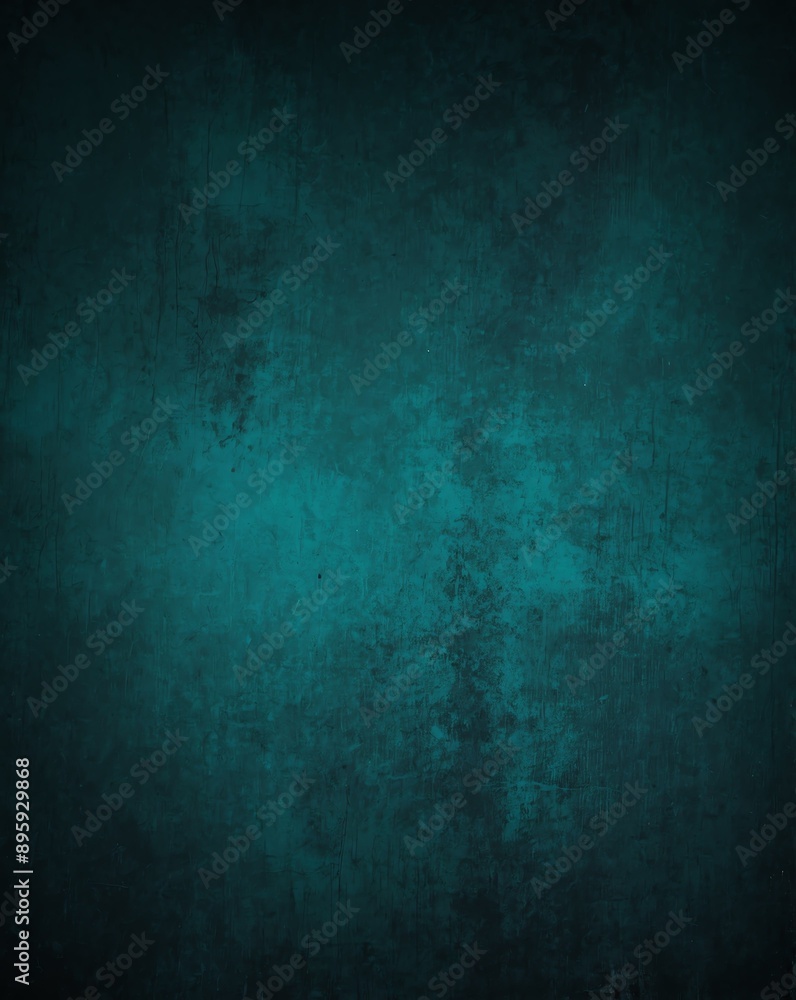 Wall mural dark to light teal color gradient grungy texture background copy space design