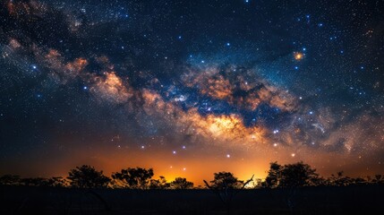 Captivating Cosmic Canvas: A Starry Night Landscape
