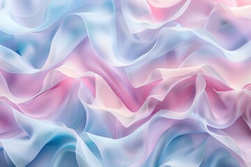 Fototapeta premium Folded pastel gradient ribbons macro, abstract background seamless pattern texture. 3D render illustration style