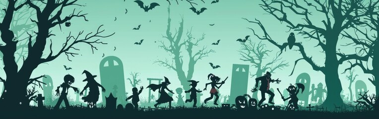 Happy Halloween Children dressed in Halloween