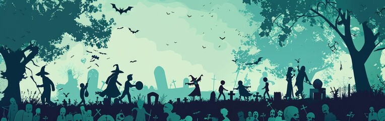 Happy Halloween Children dressed in Halloween