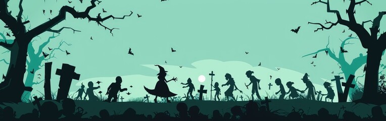 Happy Halloween Children dressed in Halloween