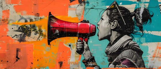 Street Art - Woman with Megaphone.