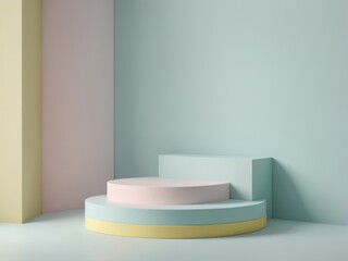 Minimalist product display podium with spacious empty top surface, perfect for digital product placement in e-commerce and advertising