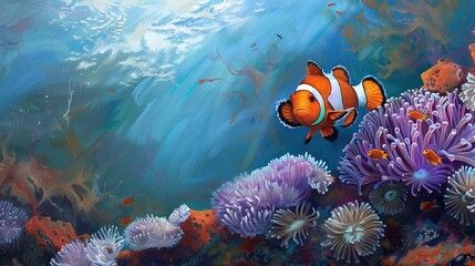 Obraz premium clownfish on reef