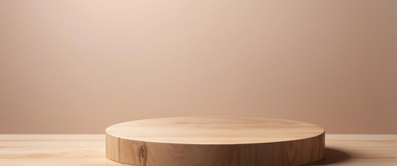 wood podium for display product. Background for cosmetic product branding, identity and packaging inspiration