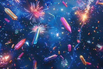 A Symphony of Colorful Fireworks Illuminating the Night Sky