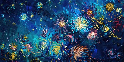 A Symphony of Colorful Fireworks Illuminating the Night Sky