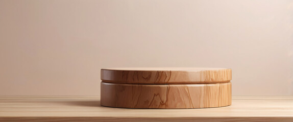 wood podium for display product. Background for cosmetic product branding, identity and packaging inspiration