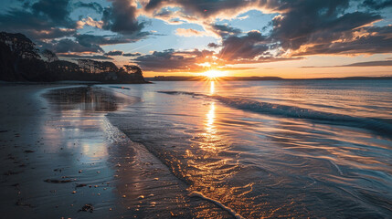 beach on the sunsets background