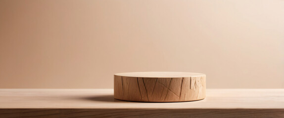 wood podium for display product. Background for cosmetic product branding, identity and packaging inspiration