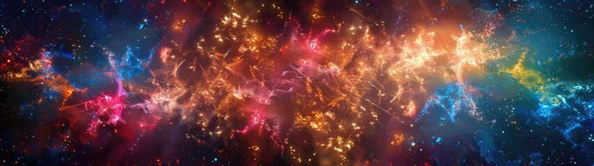 Colorful fireworks illuminating the night sky above a city skyline, creating a dazzling spectacle of light and color
