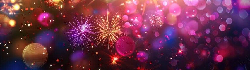 Colorful fireworks illuminating the night sky above a city skyline, creating a dazzling spectacle of light and color