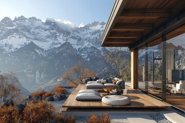 Modern mountain home with stunning view.