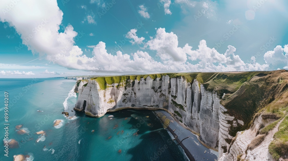 Sticker aerial view of the white cliffs of