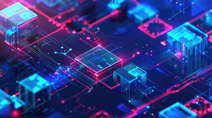 A blockchain technology hub where developers are building decentralized applications and smart contracts for secure transactions.