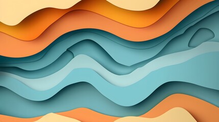 Abstract Paper Cutout: A playful abstract background with layered paper cutout shapes and shadows.