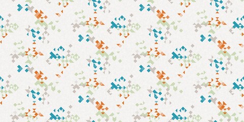 Simple glitch geometric seamless abstract border with playful woven summer color. Bright whimsical gender neutral bold irregular shape textile Cotton effect banner