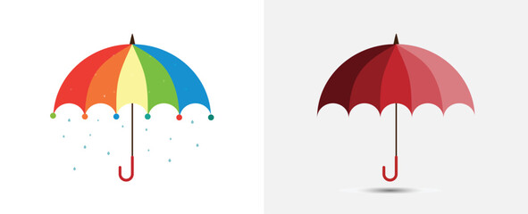 umbrella and rain icon design template vector
