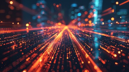 A digital illustration of a futuristic business concept with glowing lines.