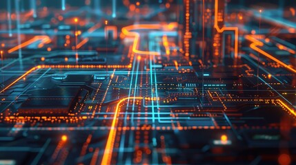 digital illustration of a futuristic business concept with glowing lines.