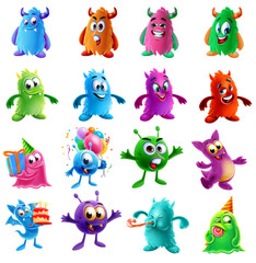 set of cartoon monsters