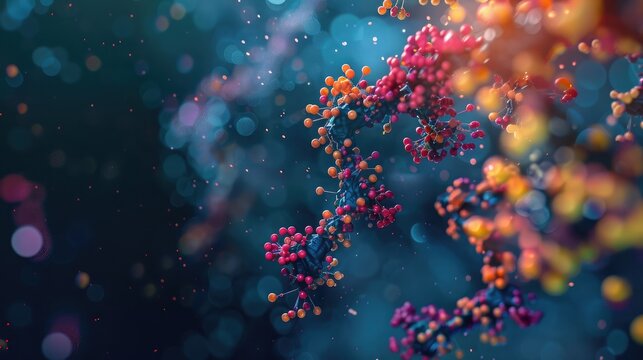 A computer-generated model of a protein structure against a dark background.