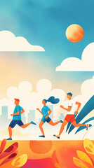 young people running outdoors in the morning