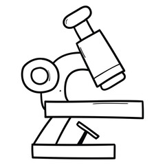 Hand drawn doodle microscope on white background.
