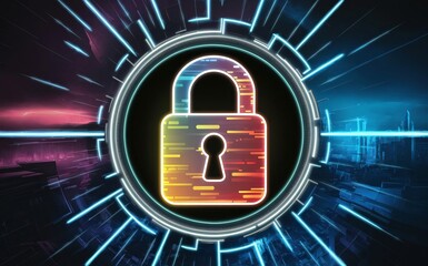 cyber security with abstract background and padlock icon