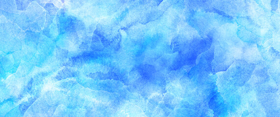 Blue winter vector watercolor art background with paper texture and brush strokes for cards, flyers, poster, cover design, business cards. Christmas blue watercolor texture wallpaper.
