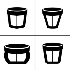 Vector black and white illustration of potted icon for business. Stock vector design.