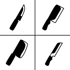 Vector black and white illustration of knife icon for business. Stock vector design.