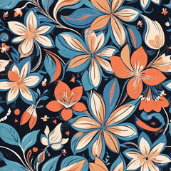 Seamless floral pattern for textile