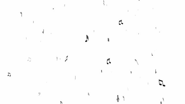 Musical note treble clef floating and flowing on staff line, abstract animated key tone on music sheet design, swirl tune score, classical creativity melody play background