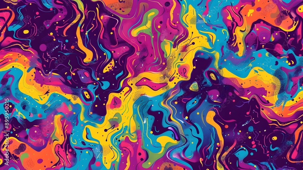 Poster mesmerizing fluid art swirls in vibrant digital abstract patterns