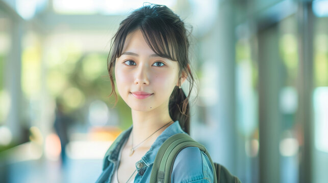 微笑む日本人の女子大学生