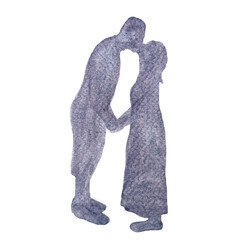 A romantic watercolor silhouette of a couple standing and kissing, embodying innocence and connection. The monochrome artwork captures the essence of love, making it perfect for wedding and romance