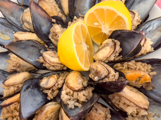 Turkish Street Food Stuffed Mussels with rice