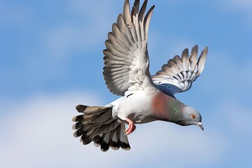 Obraz premium Dove soaring with wings open in the sky