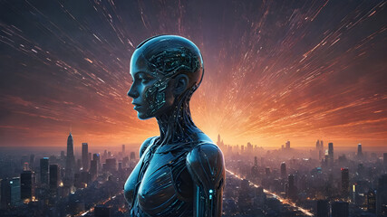 Fototapeta premium Symbiosis of Sentience The Human-AI Nexus