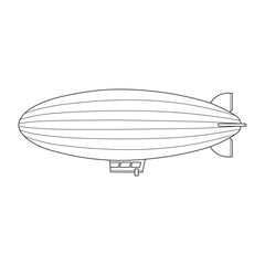 Hand drawn kids drawing cartoon Vector illustration zeppelin icon Isolated on White