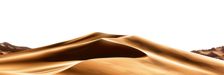 Dune of hot desert sand landscape isolated in a transparent background. Cut out or PNG. 