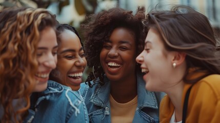 Fototapeta premium Genuine Laughter and Connections Among Friends in Natural Lighting