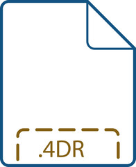 Obraz premium 4DR File icon deep rounded outline