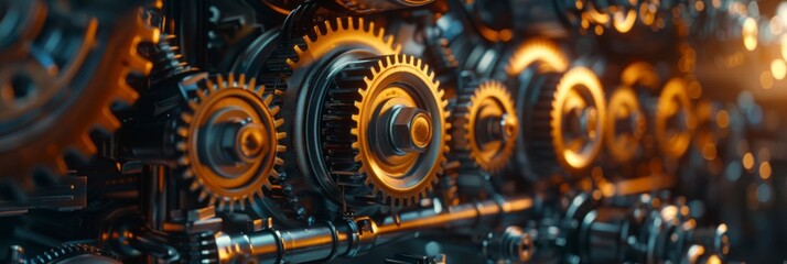 Car repair banner with gears and engine icons