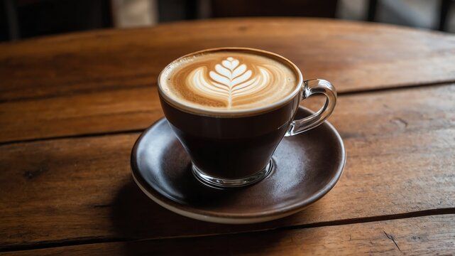 spanish latte on wooden table photo for ad marketing business background
